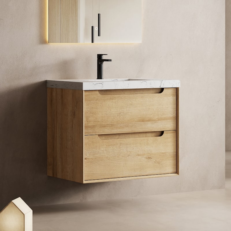 Prismis 24" 30" Wall-Mount Premium Bathroom Vanity with Upgraded Top