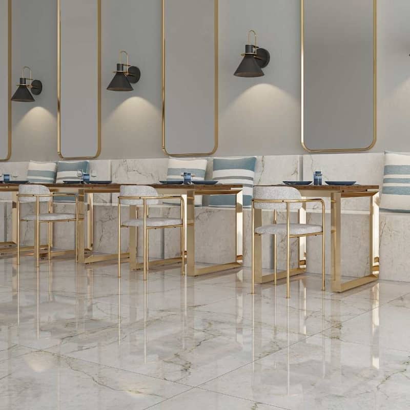 Beau 24x48 Polished Marble Look Porcelain Tile - Floor & Wall - Large Format