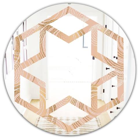 Designart 'Rose Gold Abstract Geometry Luxury' Modern Round or Oval Wall Mirror - Hexagon Star