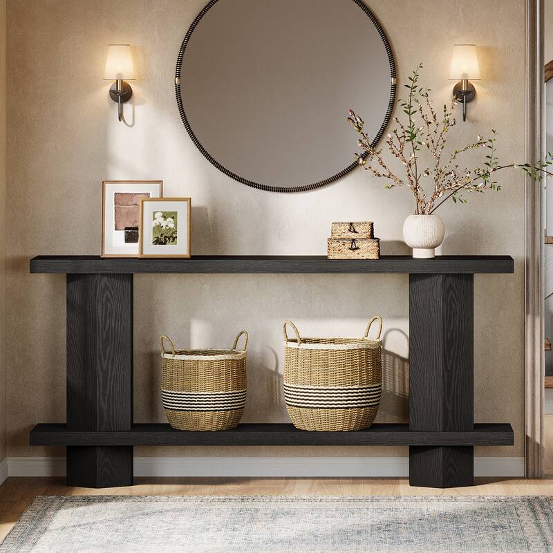 71-Inch Long Console Table for Entryway, 2-Tier Couch Table Behind Sofa - 11.81"D x 70.86"W x 31.5"H