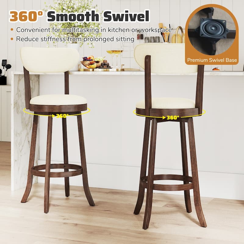 Gymax 30.5'' Bar Height Chairs Set of 4 Swivel High Barstool w/ Padded