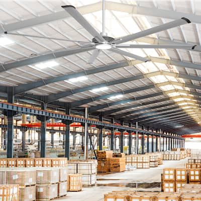 84" Silver Aluminum Extra Large Integrated LED Ceiling Fan with Light and Remote