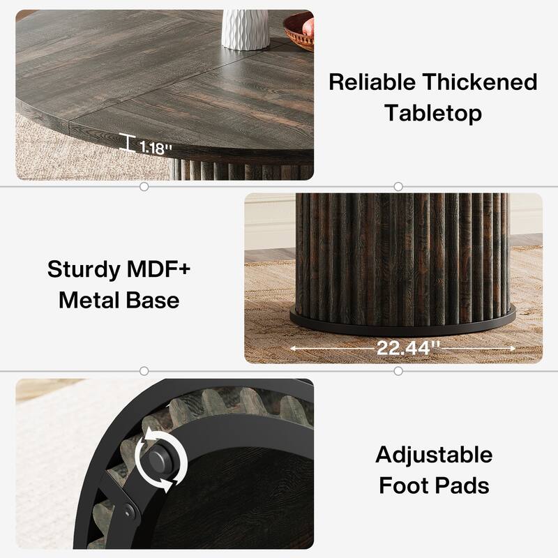 47.24 Inch Sturdy Round Dining Table for 4-6 People