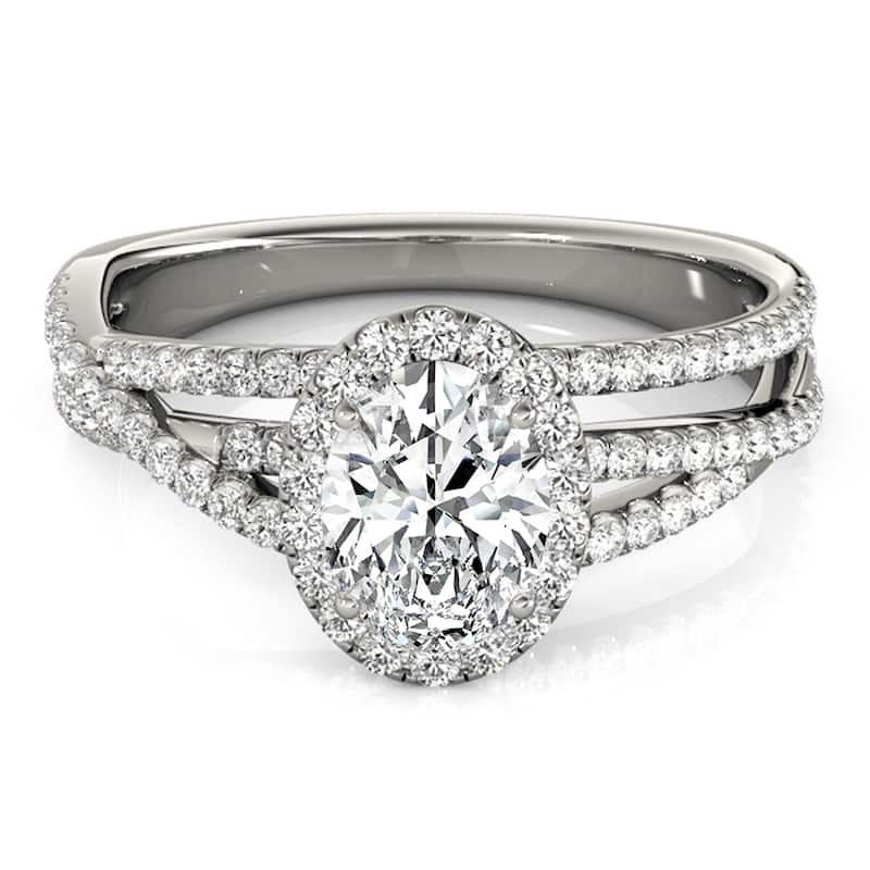 Auriya 14k White Gold Lab Grown Oval Diamond Halo Engagement Ring 0.50 to 5.00 ct. tw. (F-G VS)