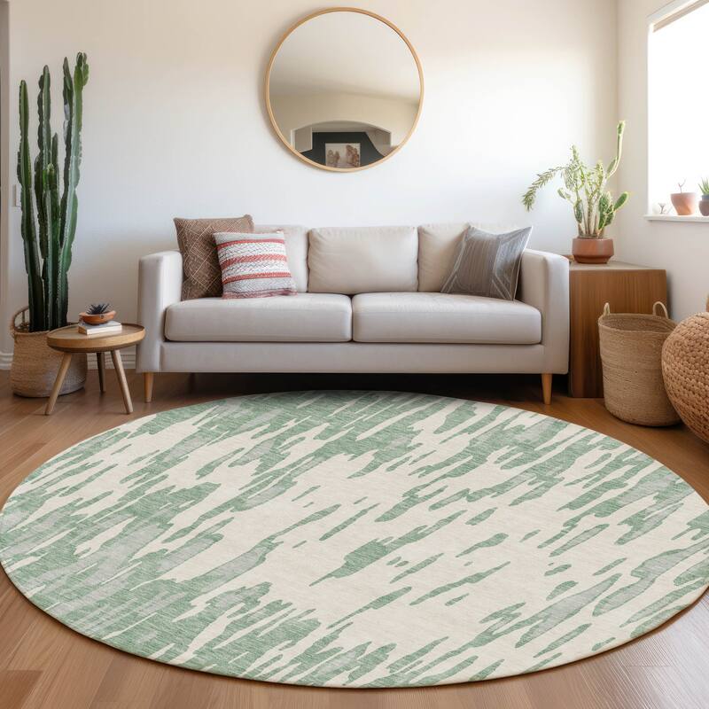 Premium Washable Super Soft Abstract Modern Mayfield Rug - Sage - 8' x 8'