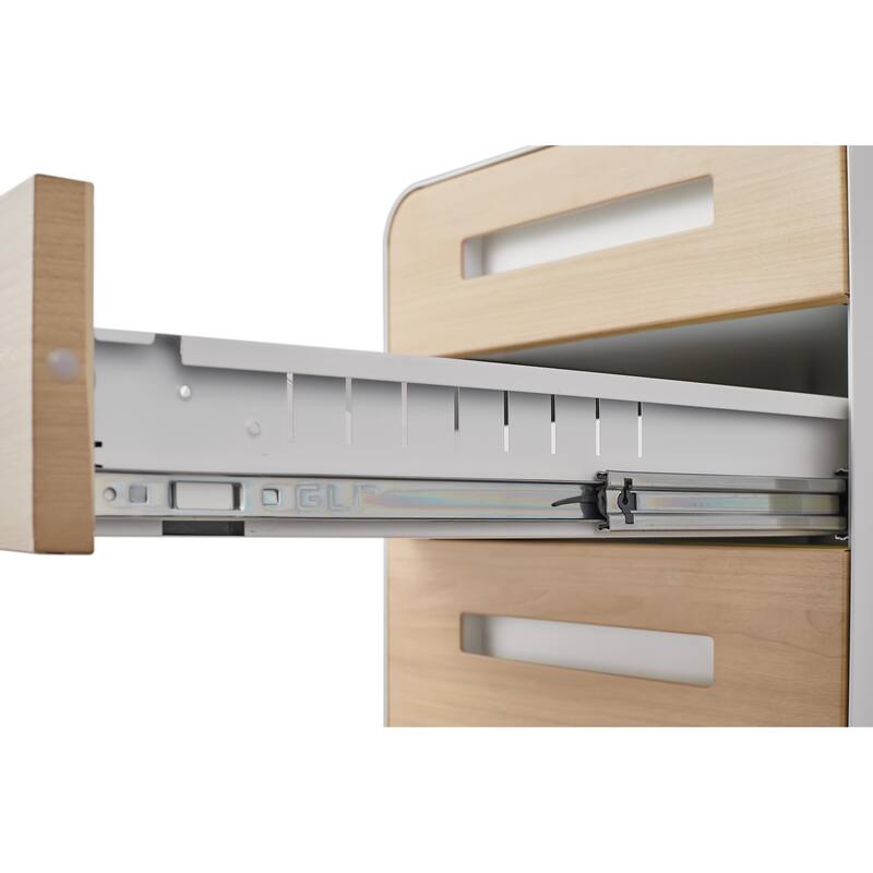 3-Drawer Locking Mobile File Cabinet with Wheels, Metal Home Office Storage Cabinet with Pencil Tray & Hanging Bars