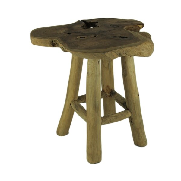 Shop Hand Crafted Natural Teak Wood Side Table - 21.5 X 22 ...
