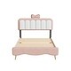 preview thumbnail 11 of 12, Full size Velvet Platform Bed with bow-knot Headboard, Pink