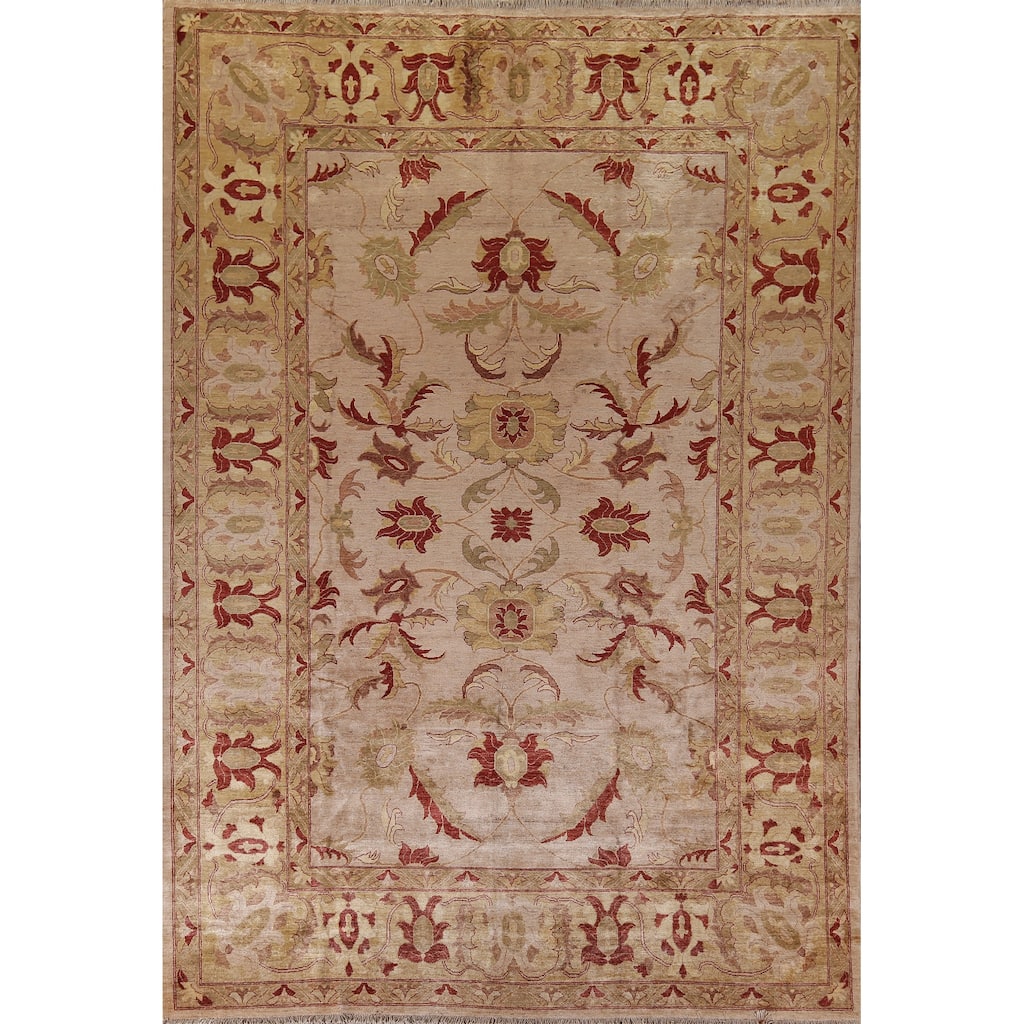 Floral Peshawar Vintage Area Rug Hand-Knotted Wool Carpet - 10'0" x 13'5"