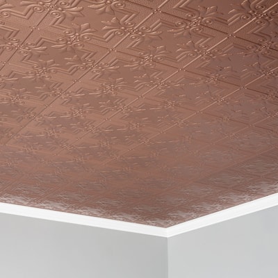 FASÄDE Regalia Decorative Vinyl 2ft x 4ft Glue Up Ceiling Panel in Copper Fantasy (5 Pack)