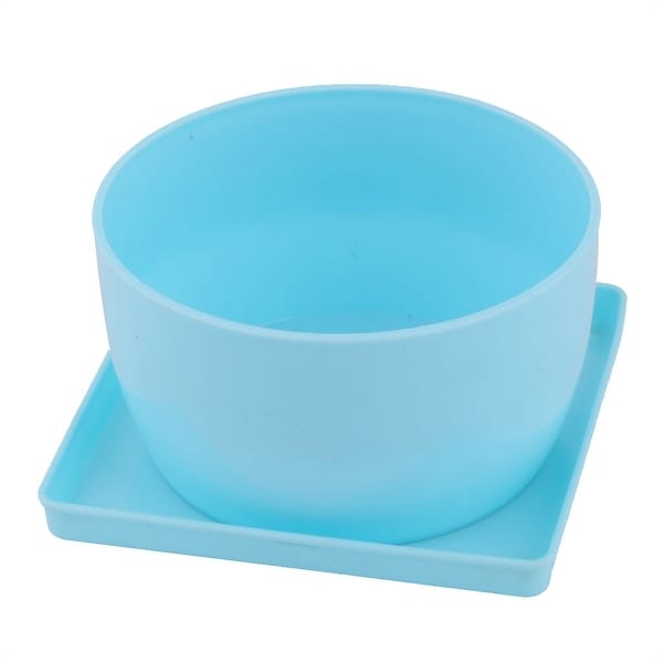 Restaurant Plastic Desktop Decoration Plant Flower Aloes Roses Pot Blue 11cm Dia