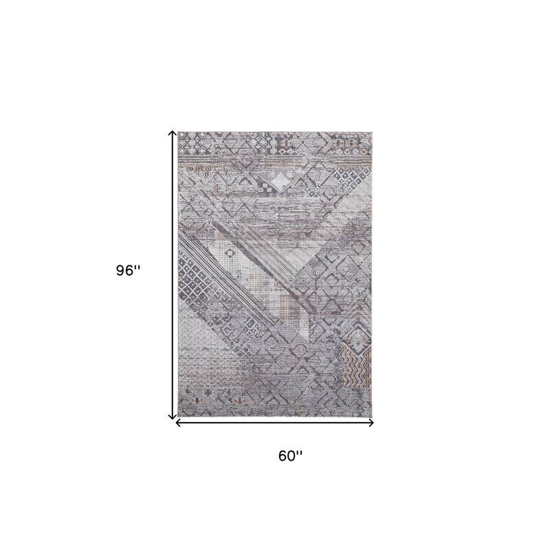 Xofaq Power Loomed Distressed Geometric Modern Stain Resistant Area Rug By HomeRoots