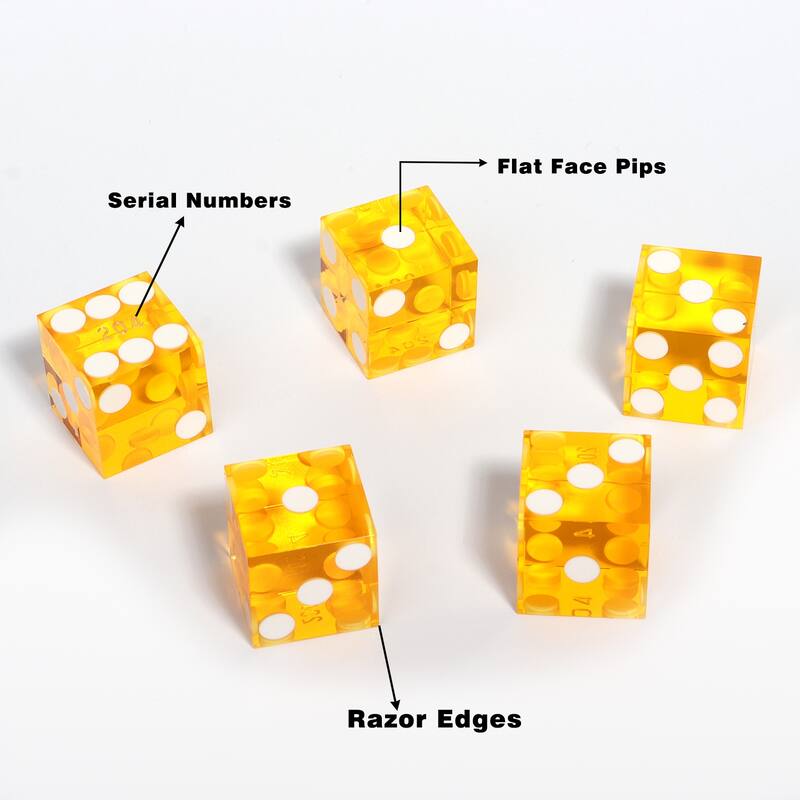 GSE™ AAA Grade 19mm Casino Craps Dice Set of 5 with Matching Serialized Numbers for RPG, Dice Stacking, Yahtzee Dice Games