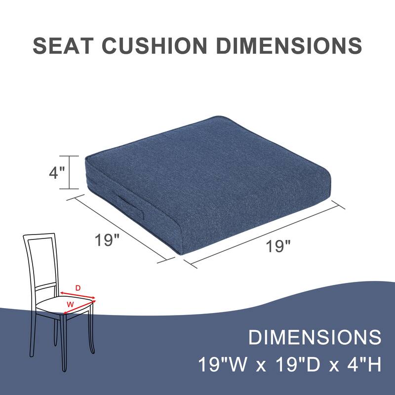Aoodor Patio Chair Cushions Set of 2, Water Resistant Outdoor Seat Cushions with Handle and Ties, Square Corner Cushions