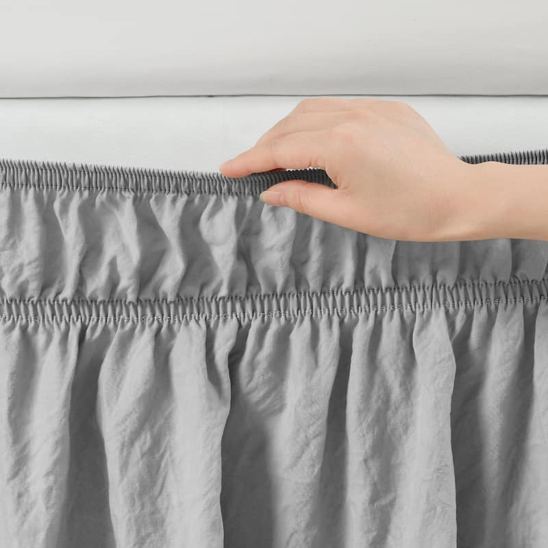 Lush Decor Ruched Ruffle Elastic Easy Wrap Around Bedskirt