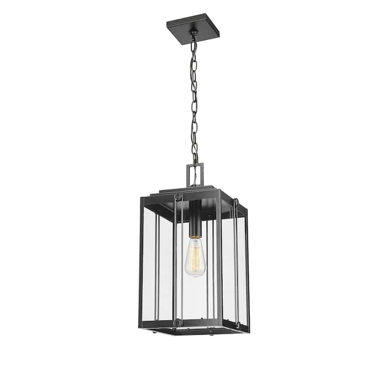 Millennium Lighting Barkeley 4 Light Outdoor Hanging Lantern in Powder Coated Black with Clear Glass Shades
