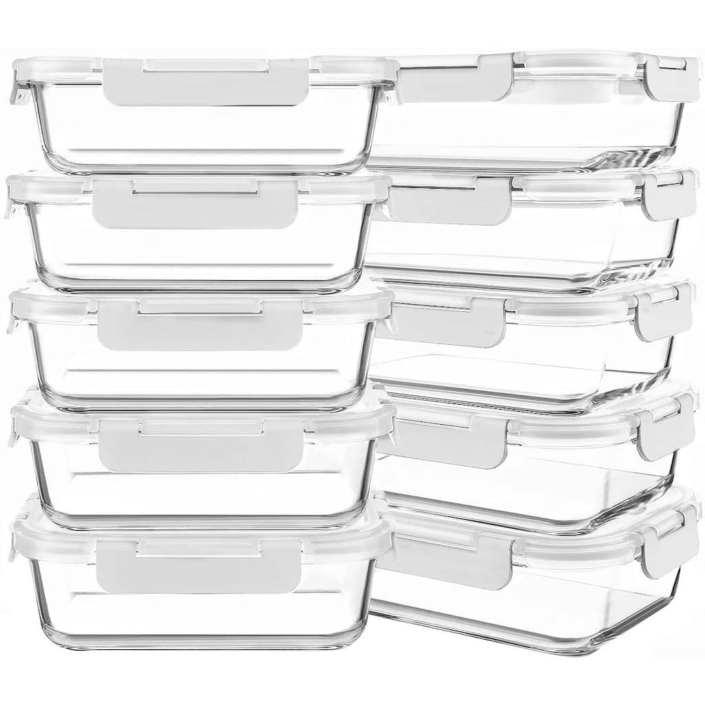 10 Packs 30 oz Glass Meal Prep Containers,Glass Food Storage Containers with Lids,Airtight Glass Lunch Bento Boxes,BPA Free