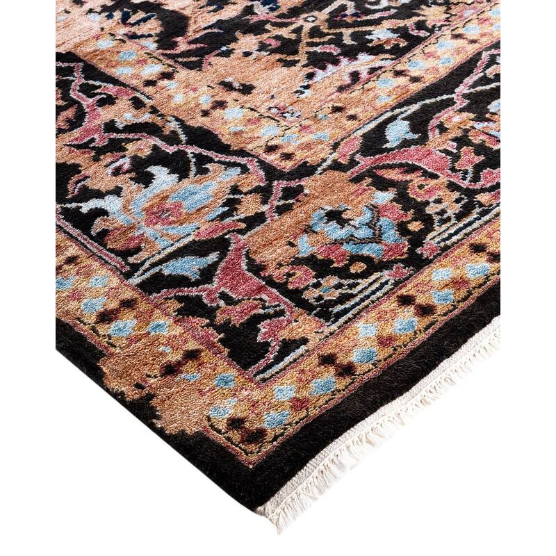 Ikat One-of-a-Kind Hand-Knotted Area Rug, Black - 8' 3" x 10' 1"