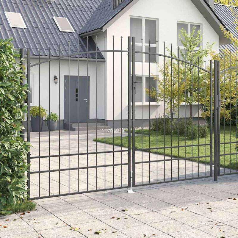 vidaXL Garden Gate with Lock Gray Steel