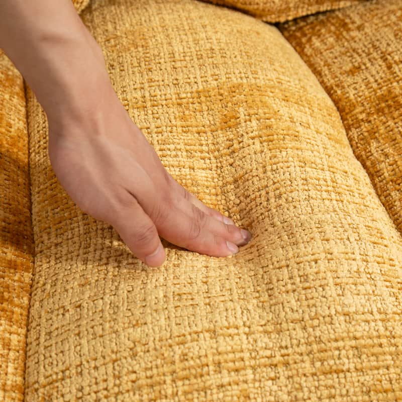 Chenille Upholstered Bean Bag Chair, Lazy Floor Sofa with Foam Filler, Fluffy Bean Bag Sofa with 3 Pillows & High Backrest