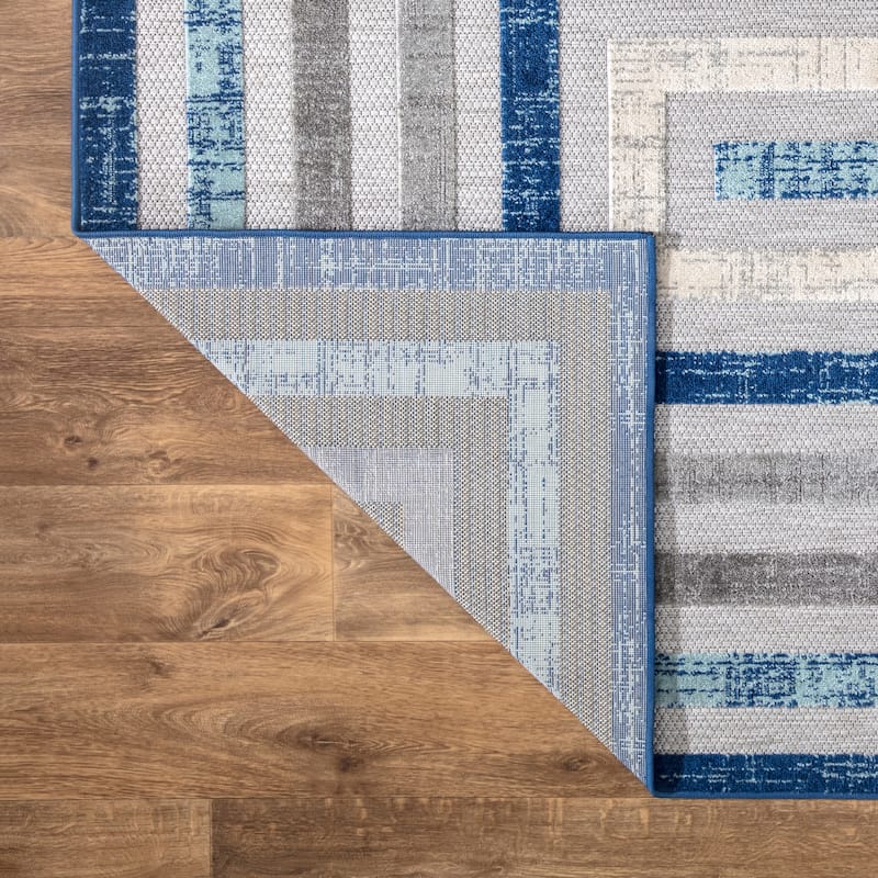 Abani Rugs HAM240A Blue Grey Multi Rectangle Area Rug