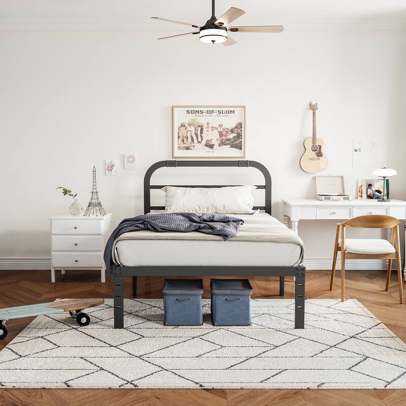 40 Inch Bed Frame With Headboard, Easy to assemble