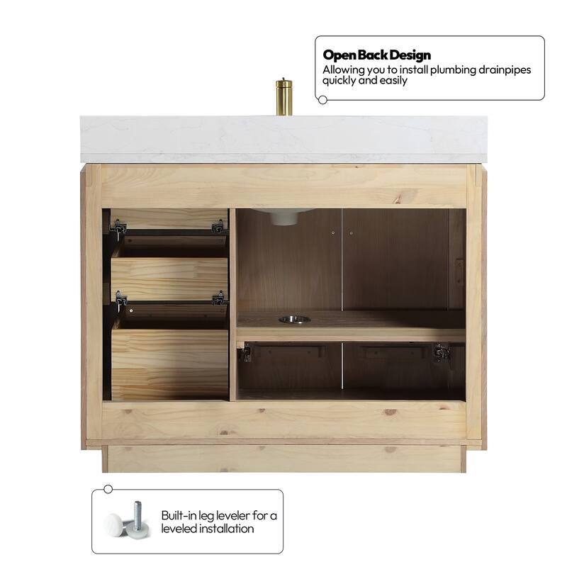 San Single Bath Vanity with Composite Stone Top and Mirror