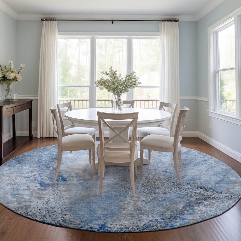 Alriz Unique Abstract Weather Resistant Modern Chic Round Outdoor Rug