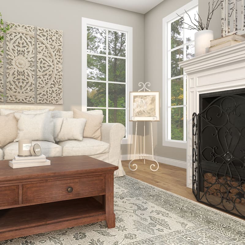 White Metal Large Adjustable 3 Tier Scroll Display Easel with Chain Support