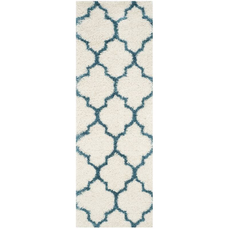 SAFAVIEH Kids Shag Jana Nursery Playroom 2-inch Thick Rug - 2'3" x 5' - Ivory/Blue