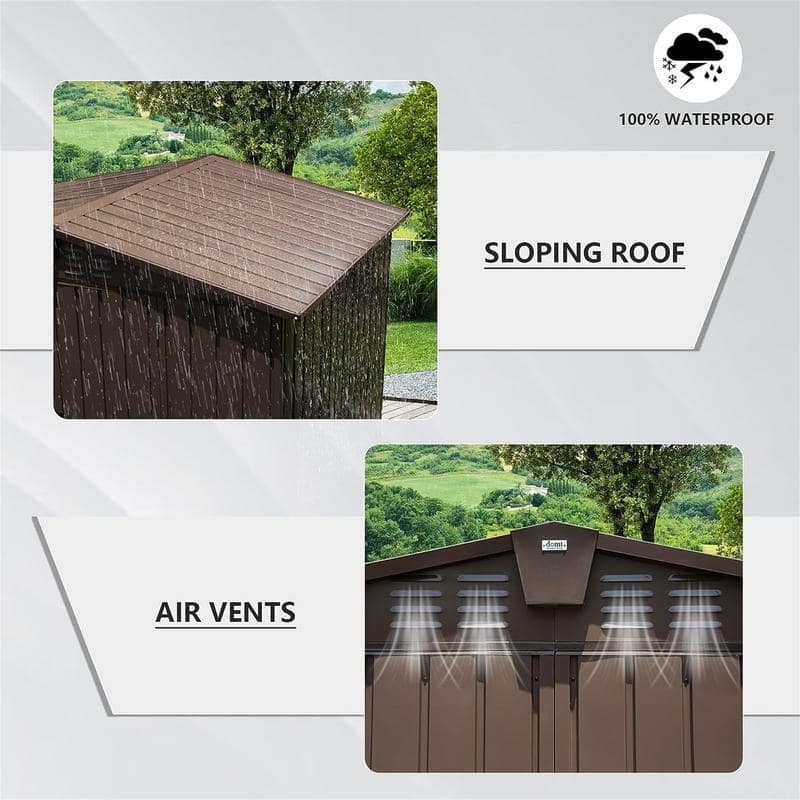 Outdoor Storage Shed 8.2' x 6.2', Metal Steel Utility Tool Shed Storage House