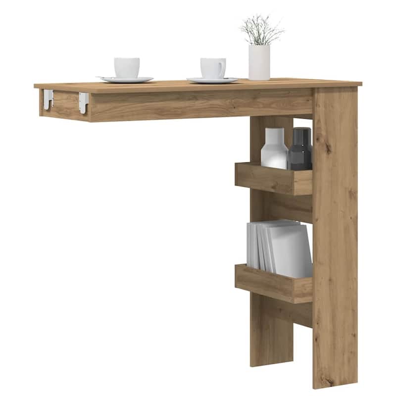 vidaXL Wall Bar Table Artisan Oak Engineered Wood Medium Wall Bar Table - 17.7 x 40.2 x 40.7