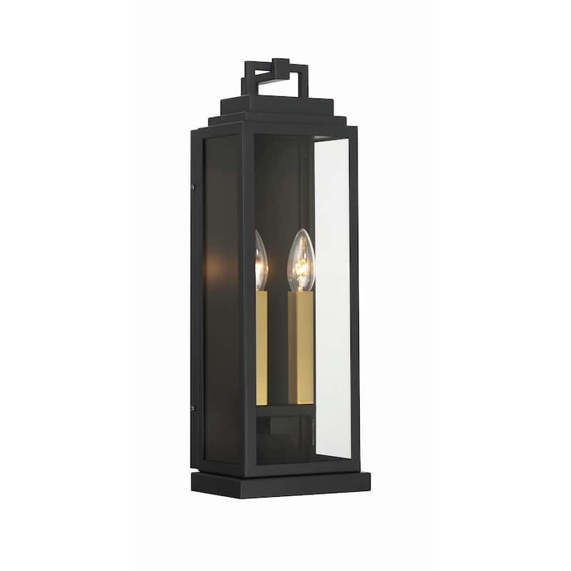 Aspen 2 Light Matte Black Outdoor Sconce - 6.5"W x 19"H x 5.25"D