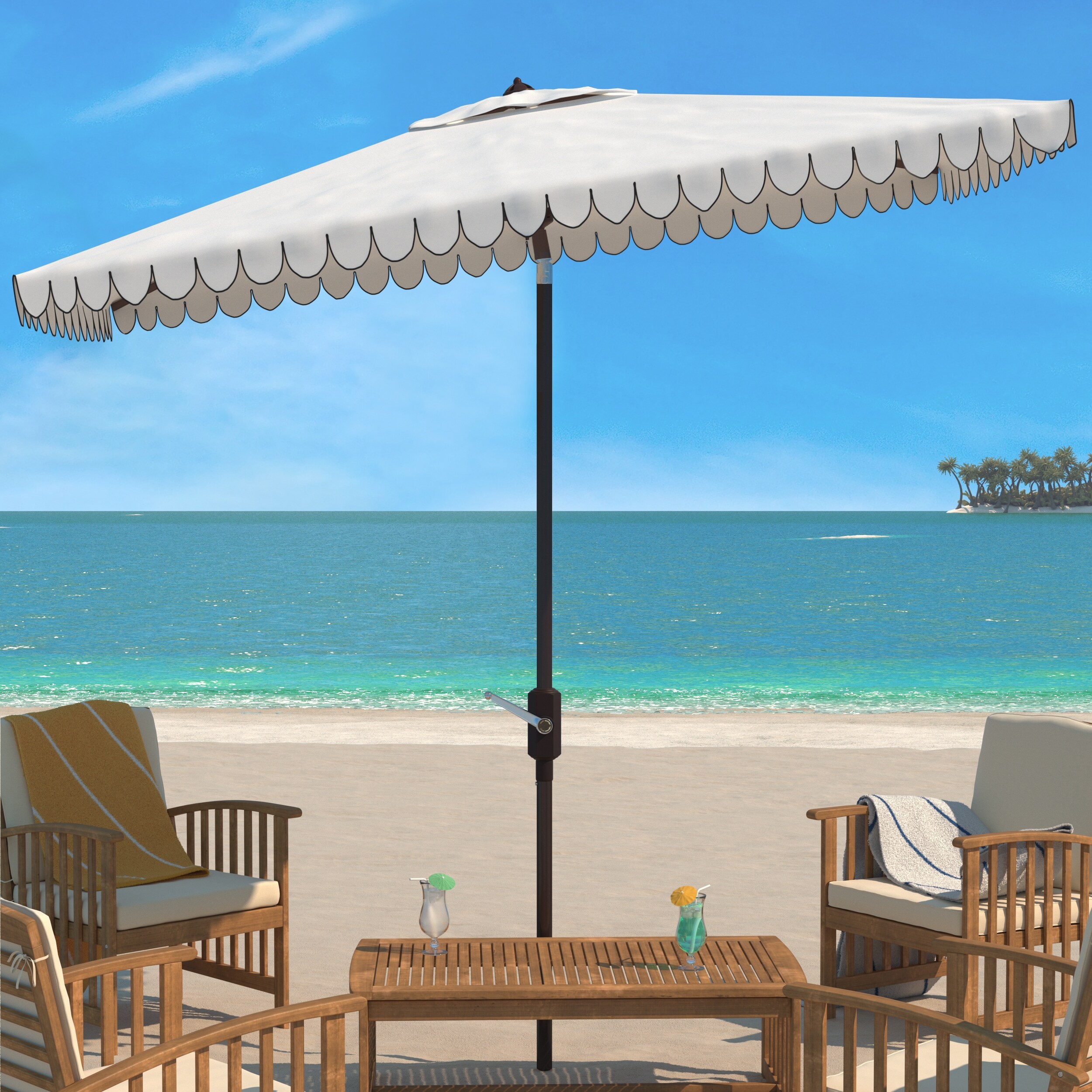 7 foot sunbrella patio umbrella Amish Finch 7' Awarded Seal of Recommendation Outdoor Dining Set with Brand:quechua Color:Matte Portaro Gray