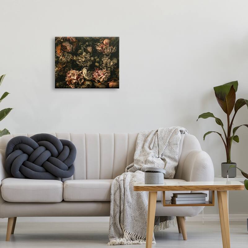 Stupell Dark Moody Floral Botanical Closeup Detailed Design Canvas Wall Art