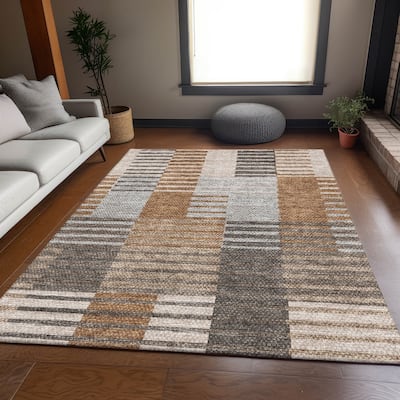 Premium Washable Super Soft Geo Stripe Mayfield Rug