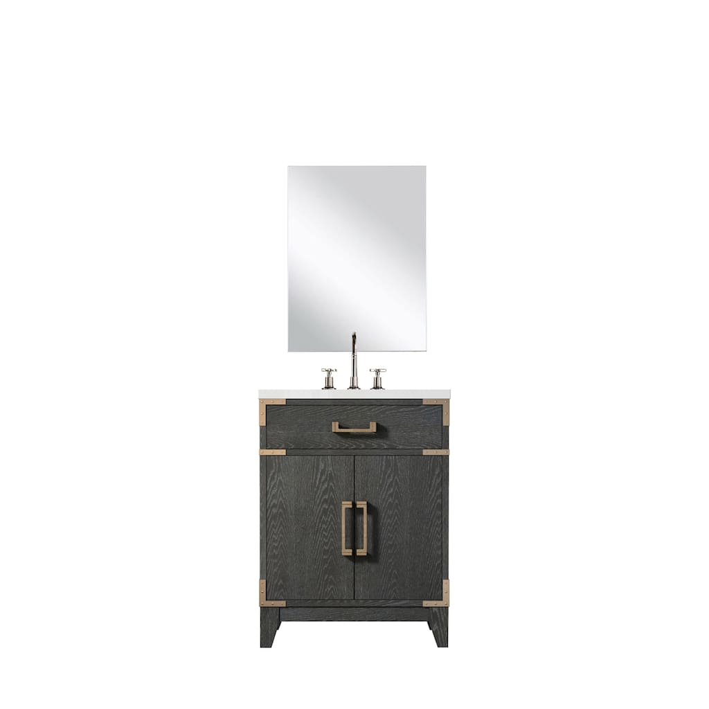 24" Bathroom Vanity with Acrylic Top, 18" Frameless Mirror, and Chrome Gooseneck Faucet for Modern Bathrooms