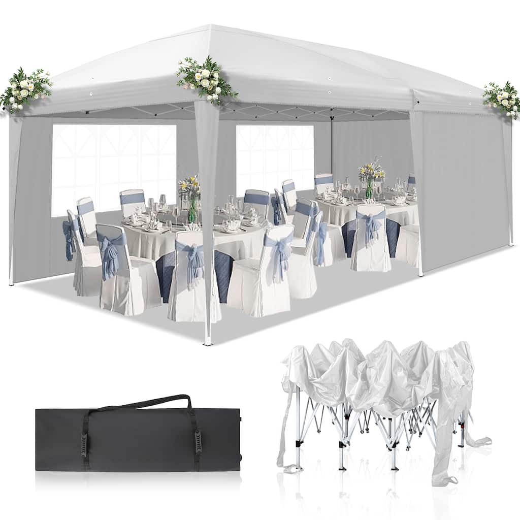 Large Waterproof Outdoor Event Tent 20x10 ft with Windows and Doors Heavy Duty Steel Frame Canopy for Parties Camping