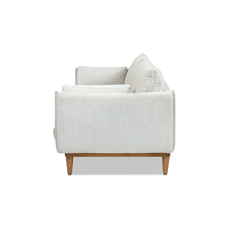 Haven 83" Oak Wood Chenille Flange Arm Sofa with Removable Cushions