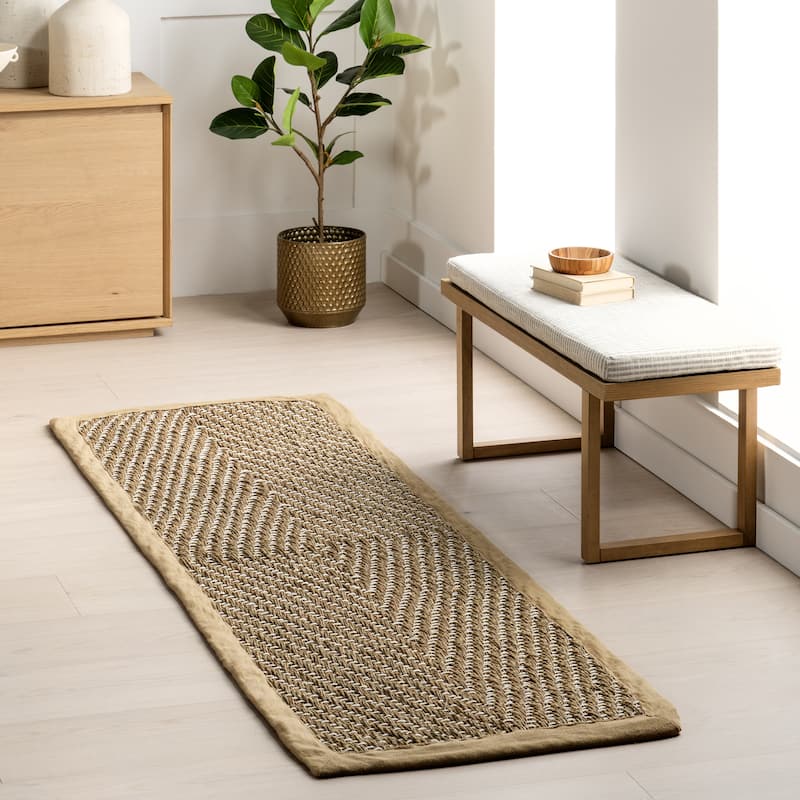 Nuloom Meara Geometric Striped Seagrass Area Rug.