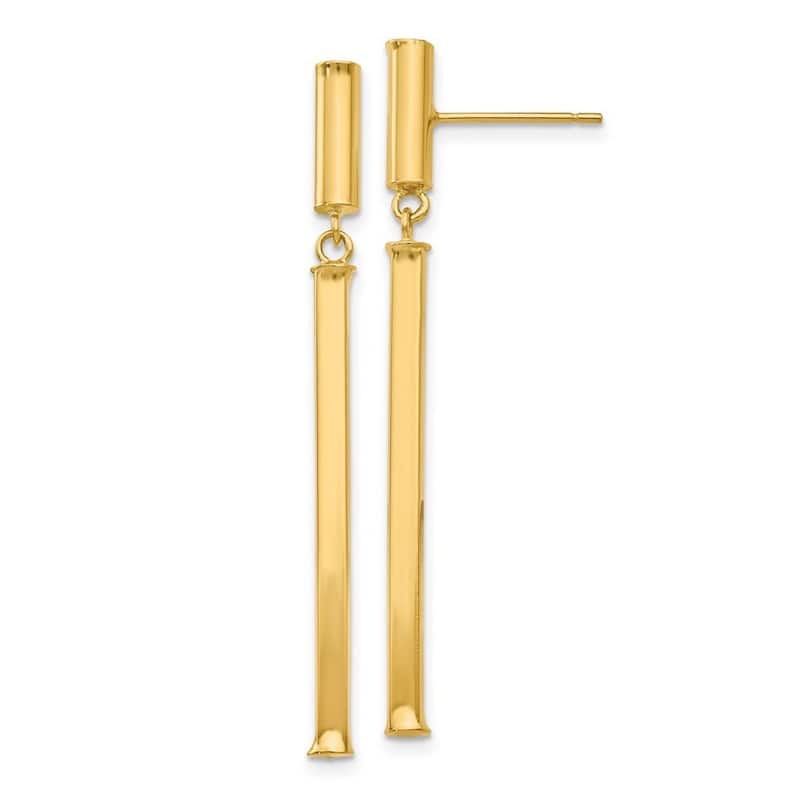 Curata 14k Yellow Gold 46x3mm Polished Bar Stick Dangle Drop Earrings