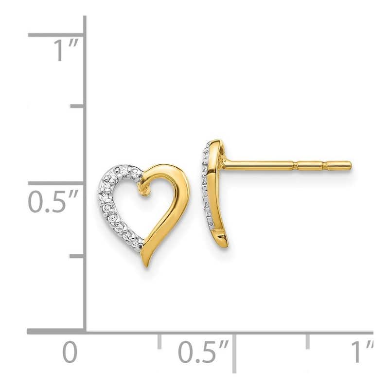 Curata 14k Diamond Love Heart Earrings - 9x8mm Wide