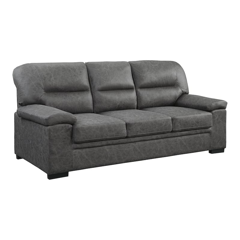 Gian 83 Inch Sofa, Dark Gray, Microfiber, Pillow Top Armrests, Solid Wood