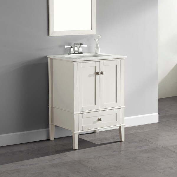 Shop Wyndenhall Windham 24 Inch Contemporary Bath Vanity With White Engineered Quartz Marble Top Overstock 6963098