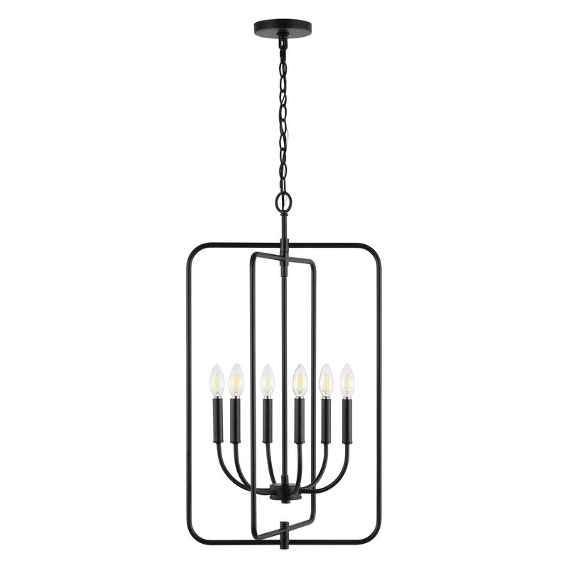 SAFAVIEH Lighting Noelline 6-Light Adjustable Pendant Chandelier (LED Bulbs Included) - Black - 17Wx15Dx95H