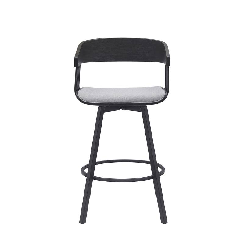 Athena Wood and Metal Upholstered Bar or Counter Swivel Stool