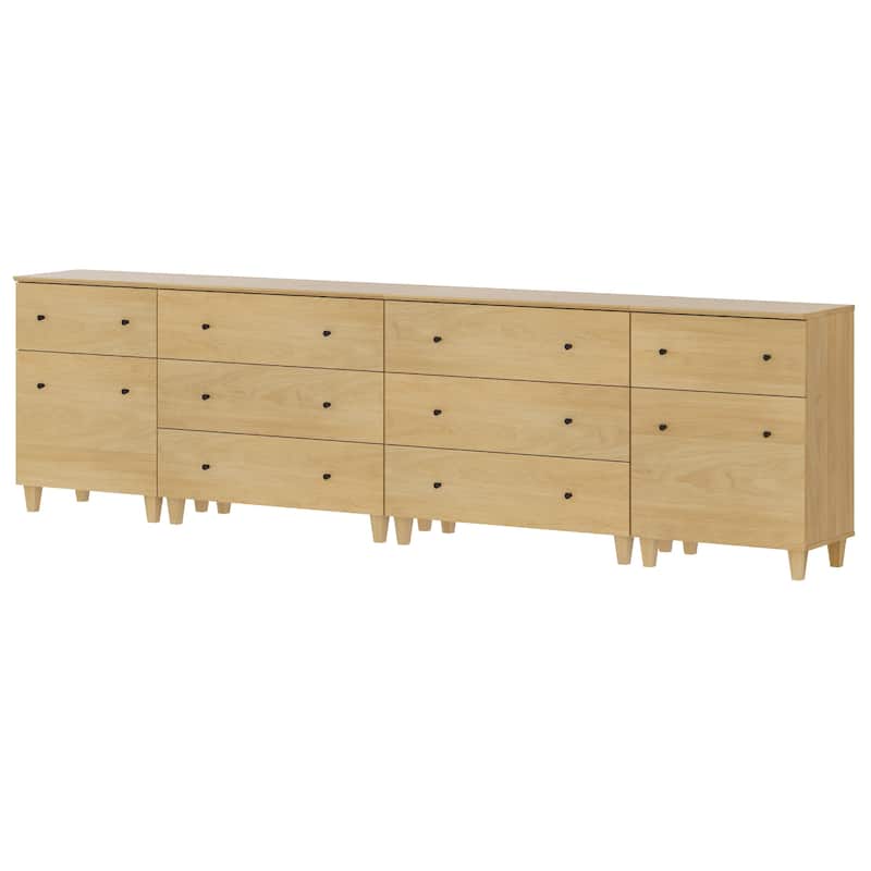 Wood Dresser with 8 Drawers and 2 Cabinets for Bedroom, 118" Wide