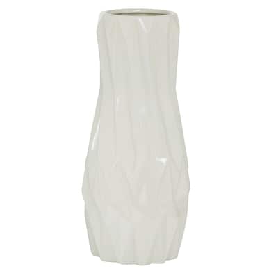 Ceramic Geometric Decorative Vase - White - Roche River Decor