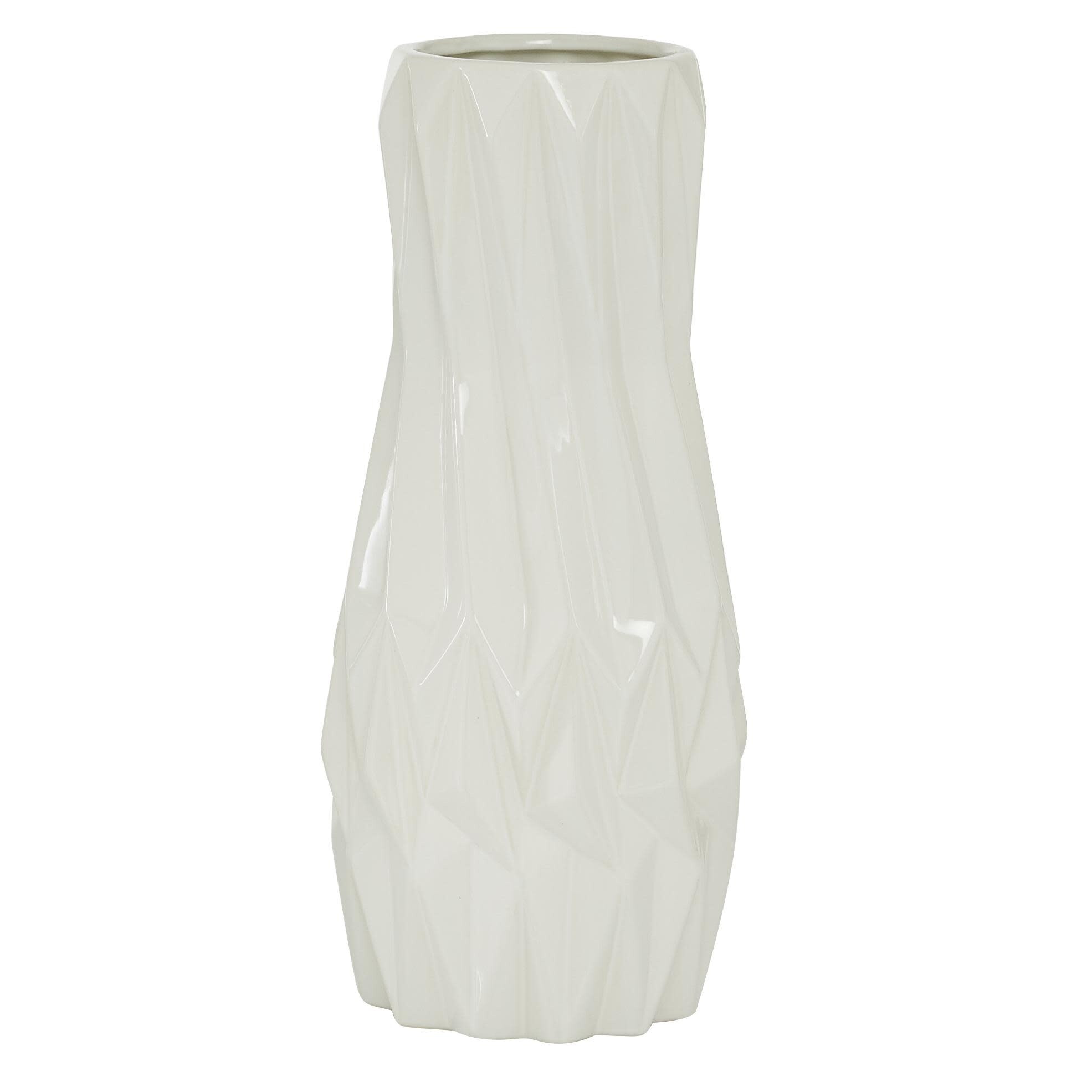 Ceramic Geometric Decorative Vase - White - Roche River Decor