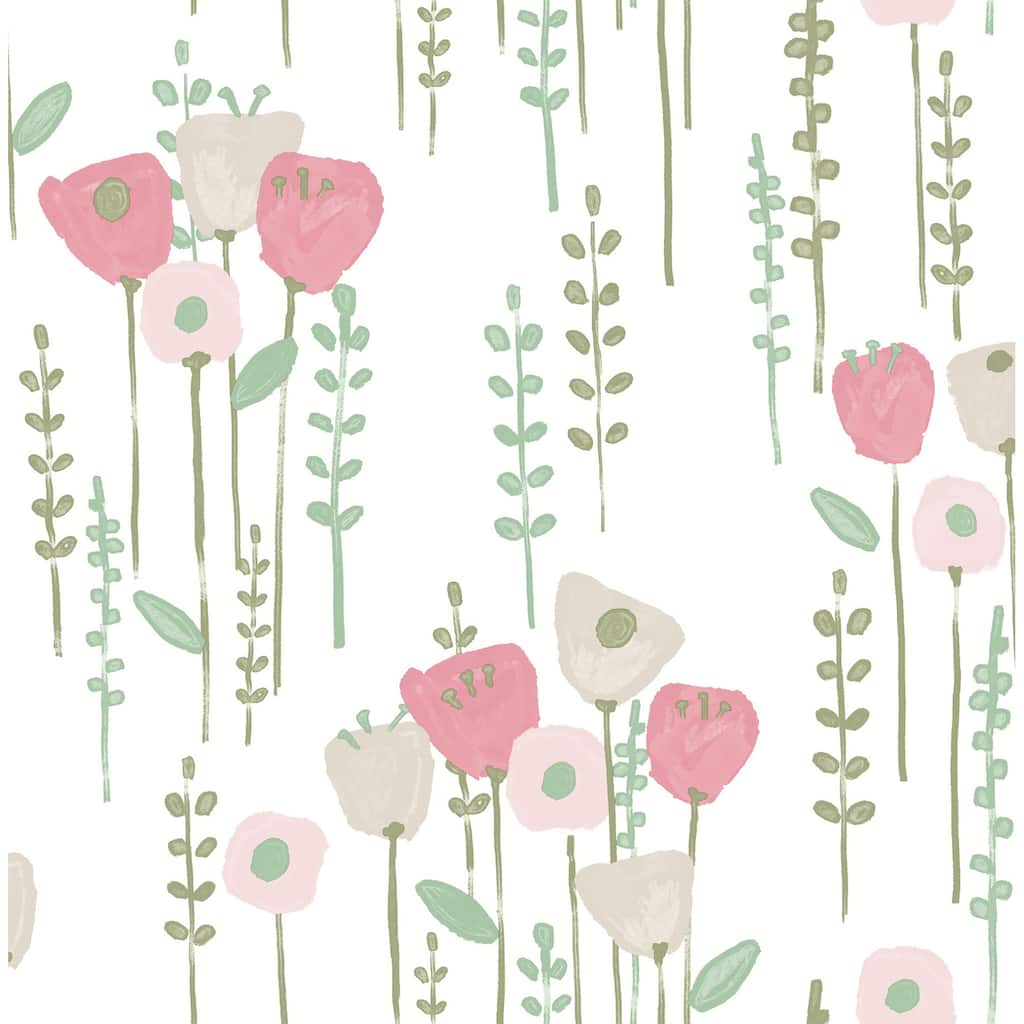 A-Street Prints Mabel Pink Floral Field Wallpaper